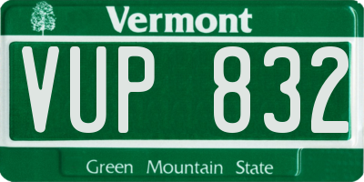 VT license plate VUP832
