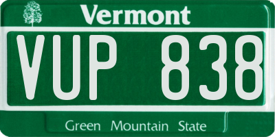 VT license plate VUP838