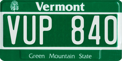 VT license plate VUP840