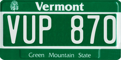 VT license plate VUP870