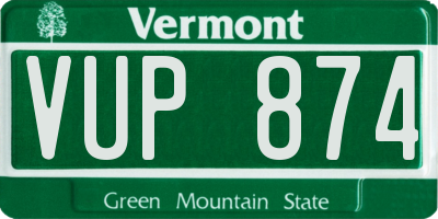 VT license plate VUP874