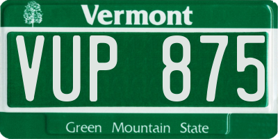 VT license plate VUP875