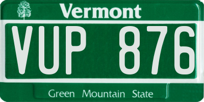 VT license plate VUP876