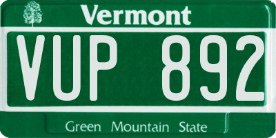 VT license plate VUP892