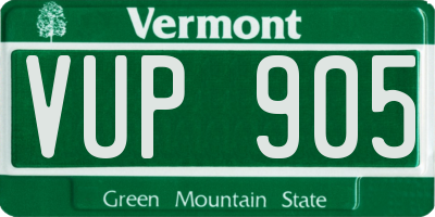 VT license plate VUP905