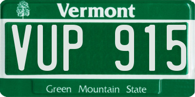 VT license plate VUP915