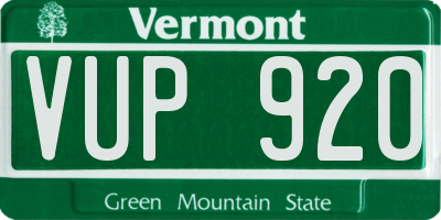 VT license plate VUP920