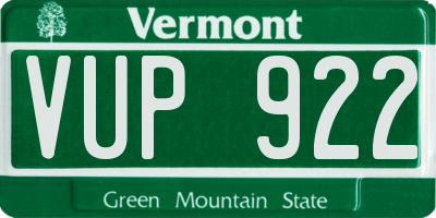 VT license plate VUP922