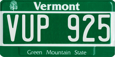 VT license plate VUP925