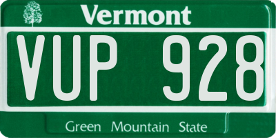 VT license plate VUP928