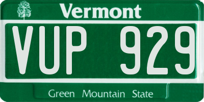 VT license plate VUP929