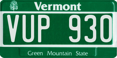 VT license plate VUP930