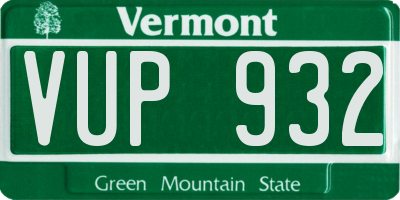 VT license plate VUP932