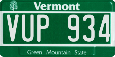 VT license plate VUP934