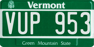 VT license plate VUP953