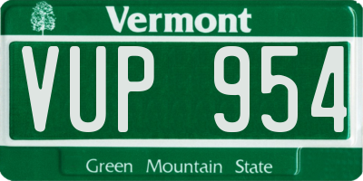 VT license plate VUP954