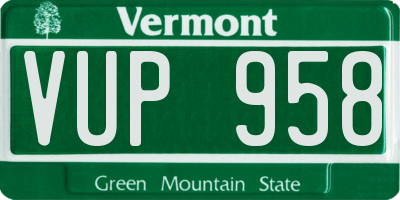 VT license plate VUP958