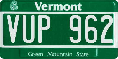 VT license plate VUP962