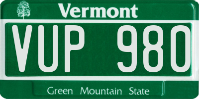 VT license plate VUP980