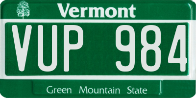 VT license plate VUP984
