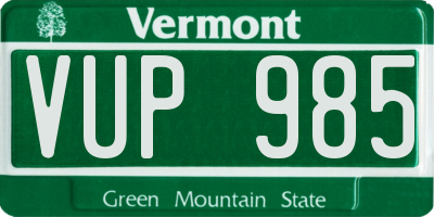 VT license plate VUP985