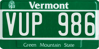 VT license plate VUP986
