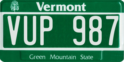 VT license plate VUP987