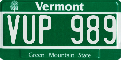 VT license plate VUP989