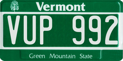 VT license plate VUP992