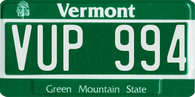 VT license plate VUP994