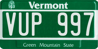 VT license plate VUP997