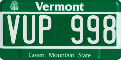 VT license plate VUP998