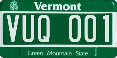 VT license plate VUQ001