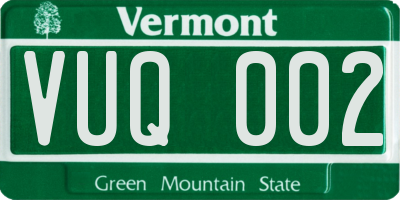 VT license plate VUQ002
