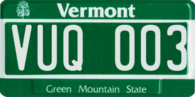 VT license plate VUQ003