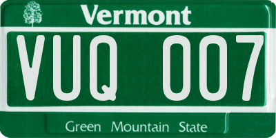 VT license plate VUQ007