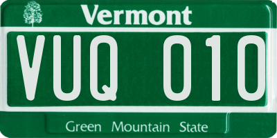 VT license plate VUQ010