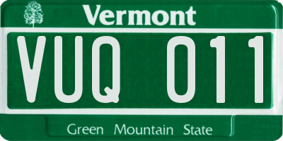 VT license plate VUQ011