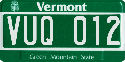 VT license plate VUQ012