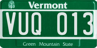 VT license plate VUQ013