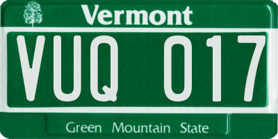 VT license plate VUQ017