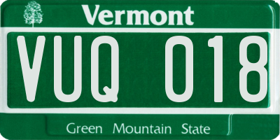 VT license plate VUQ018