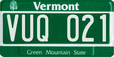 VT license plate VUQ021