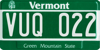 VT license plate VUQ022