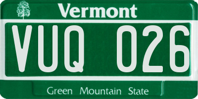 VT license plate VUQ026