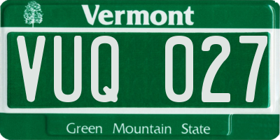 VT license plate VUQ027