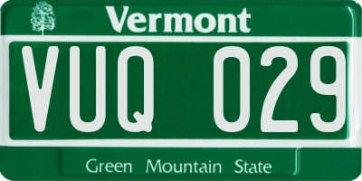 VT license plate VUQ029