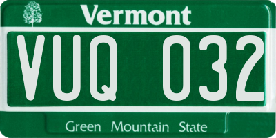 VT license plate VUQ032