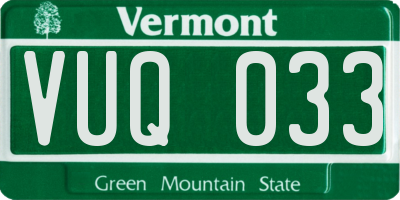 VT license plate VUQ033