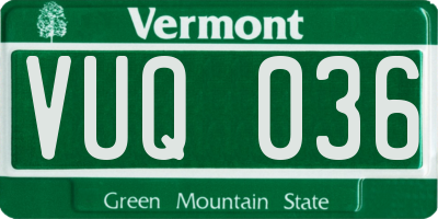 VT license plate VUQ036